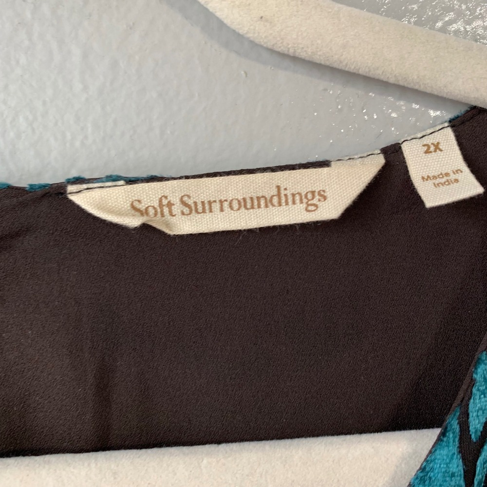 Soft Surroundings romantic green/chocolate velvet burnout maxi dress Size 2X - Picture 3 of 11